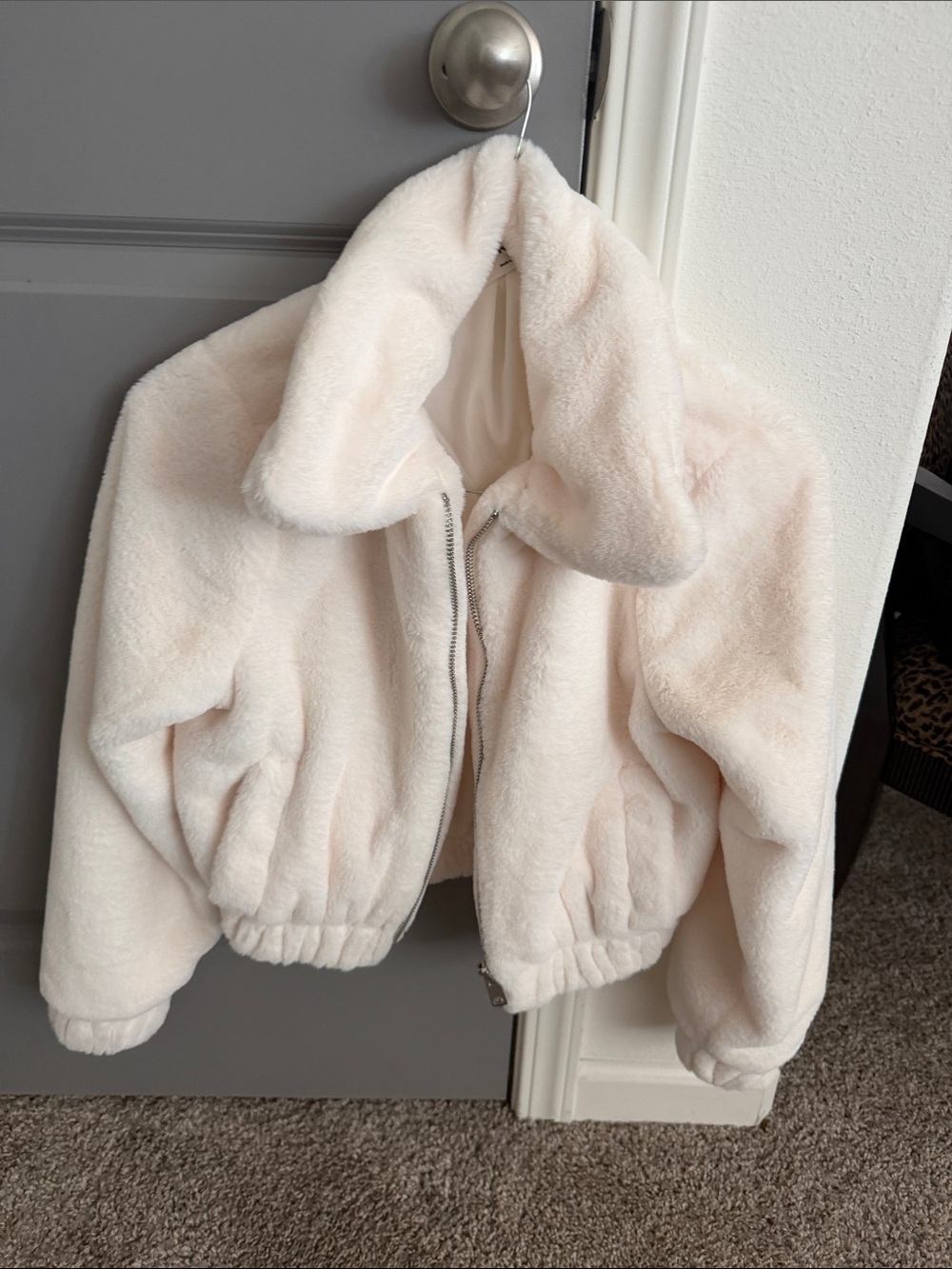 No Boundaries Plush Zip-Up Jacket in Cream